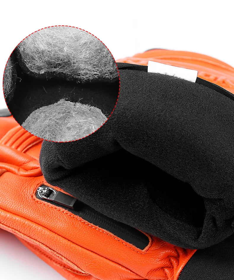 KUTOOK Winter Ski Gloves Goatskin Leather Mittens 3M Thinsulate Snowboard Gloves Thermal Warm Skiing Gloves Waterproof Men Women