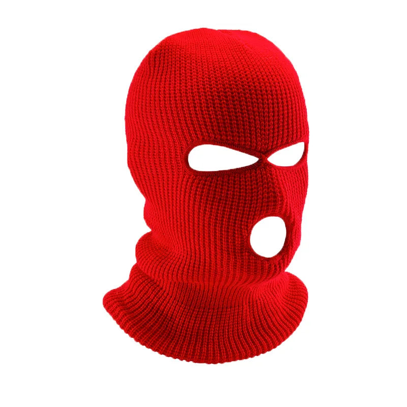 Winter Motorcycle Windproof Full Face Knit Hats Ski Mask Men Warm Wool Balaclava embroidery Winter hats Knitted 3 Holes Ski Mask