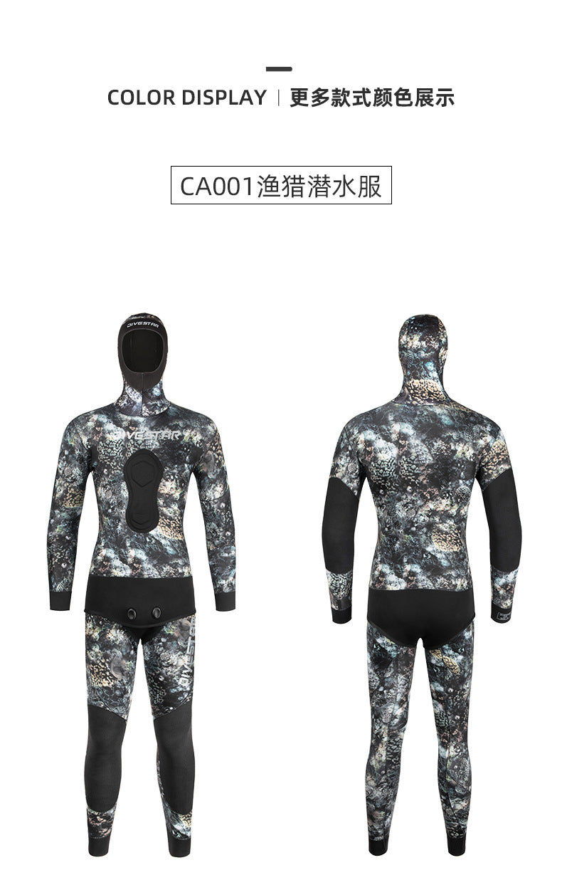 3/5/7mm Neoprene Wetsuits Men Women Spearfishing Suit Diving Open Cell Wetsuit Wet Winter Warm Camouflage Hooded Diving Suits