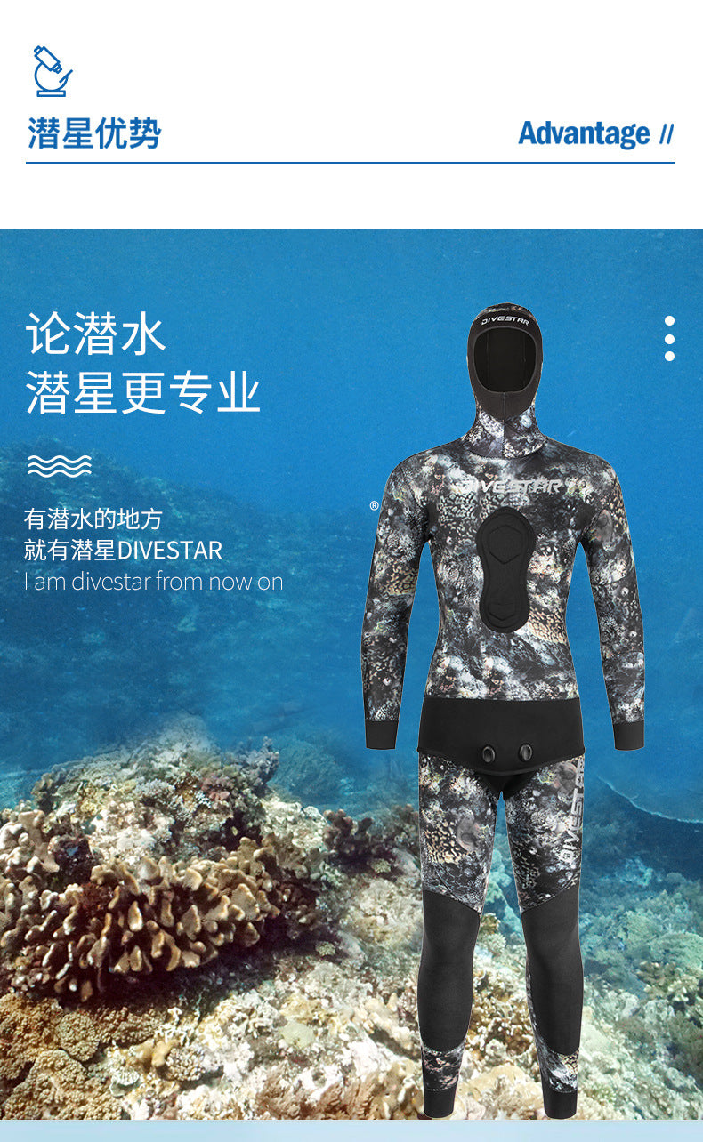 3/5/7mm Neoprene Wetsuits Men Women Spearfishing Suit Diving Open Cell Wetsuit Wet Winter Warm Camouflage Hooded Diving Suits