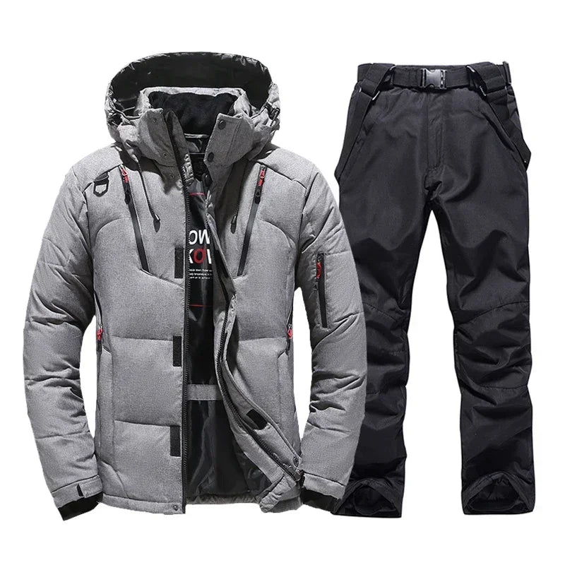 New Ski Suit Men Thermal Winter Windproof Skiing Down Jacket and Bibs Pants Warm Set Male Snow Costume Snowboard Wear Overalls