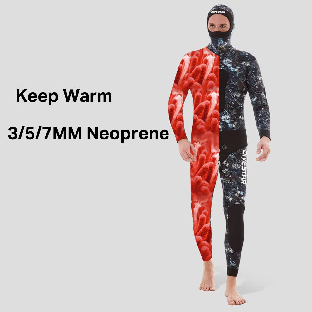 3/5/7mm Neoprene Wetsuits Men Women Spearfishing Suit Diving Open Cell Wetsuit Wet Winter Warm Camouflage Hooded Diving Suits