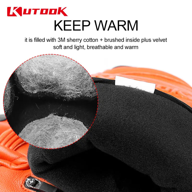 KUTOOK Winter Ski Gloves Goatskin Leather Mittens 3M Thinsulate Snowboard Gloves Thermal Warm Skiing Gloves Waterproof Men Women