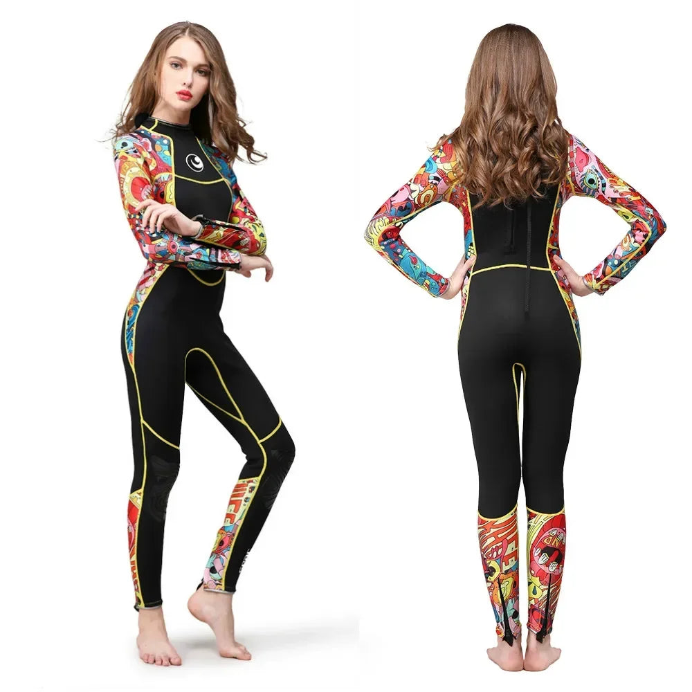 Hisea  3mm women neoprene wetsuit color stitching Surf Diving Equipment Jellyfish