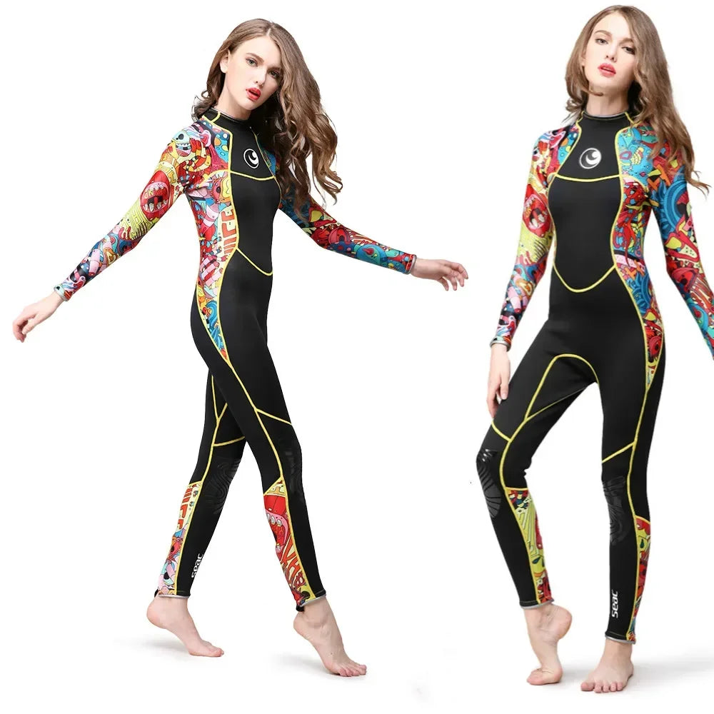 Hisea  3mm women neoprene wetsuit color stitching Surf Diving Equipment Jellyfish