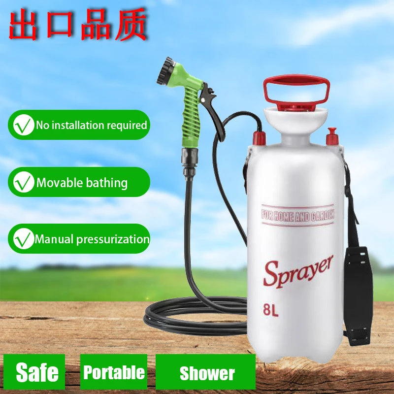 4/8L Portable Shower for Camping,Outdoor Shower with 3m Hose for Traveling Hiking,Multi-function Sprayer for Irrigation Car Wash