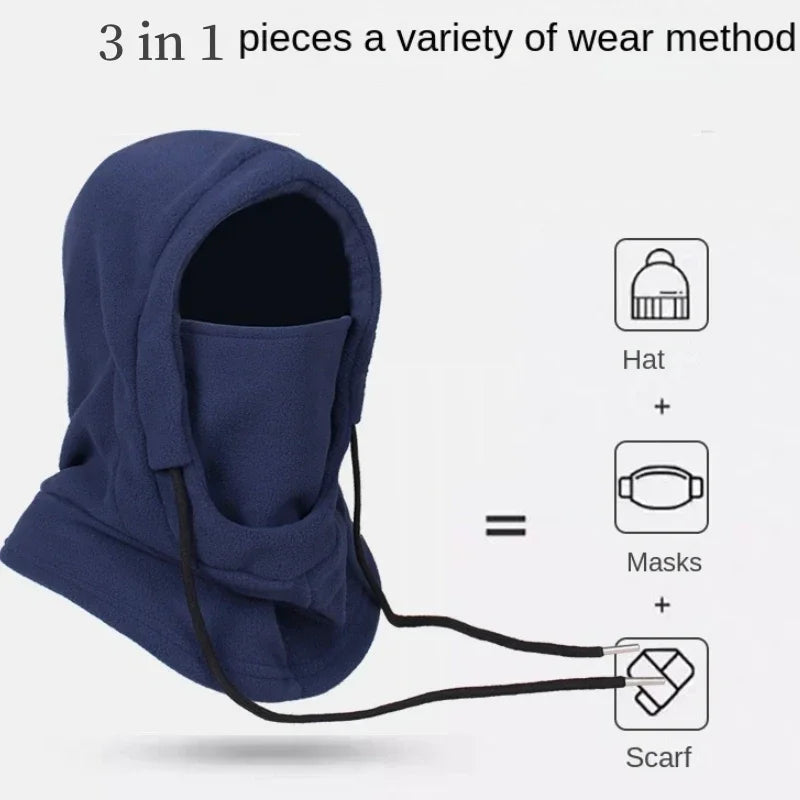 Winter Thermal Fleece Balaclava Scarf Outdoor Sports Ski Face Mask Neck Warmer Snood Hood Hat Windproof Cold Warm Riding Cap